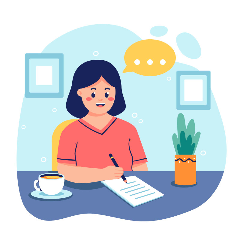 image of woman writing essay